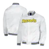 Denver Nuggets Raglan Full-Snap Satin White Jacket