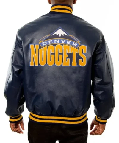 Denver Nuggets Navy Varsity Leather Jacket