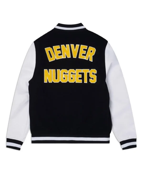 Denver Nuggets Full-Snap WoolLeather Varsity NavyBlack and White Jacket