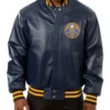 Denver Nuggets Full-Snap Varsity Leather Navy Jacket