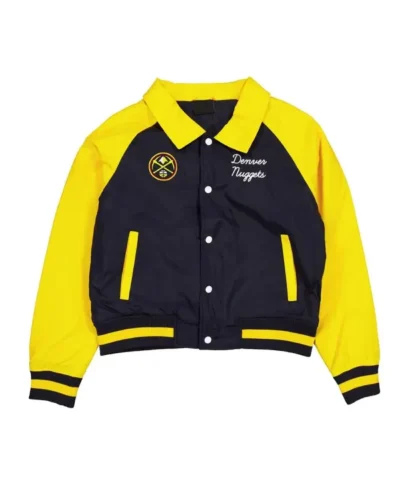 Denver Nuggets Throwback Full-Snap Nylon Navy and Yellow Jacket