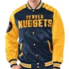 NavyGold Renegade Denver Nuggets Varsity Full-Snap Satin Jacket