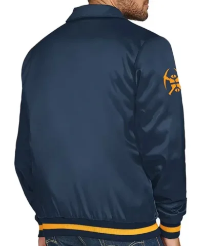 Denver Nuggets Stitch Applique Navy Satin Jacket
