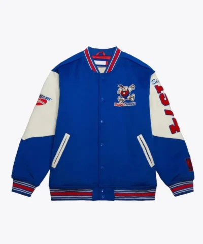 Denver Nuggets Team History Vintage Logo Varsity Wool Royal Jacket