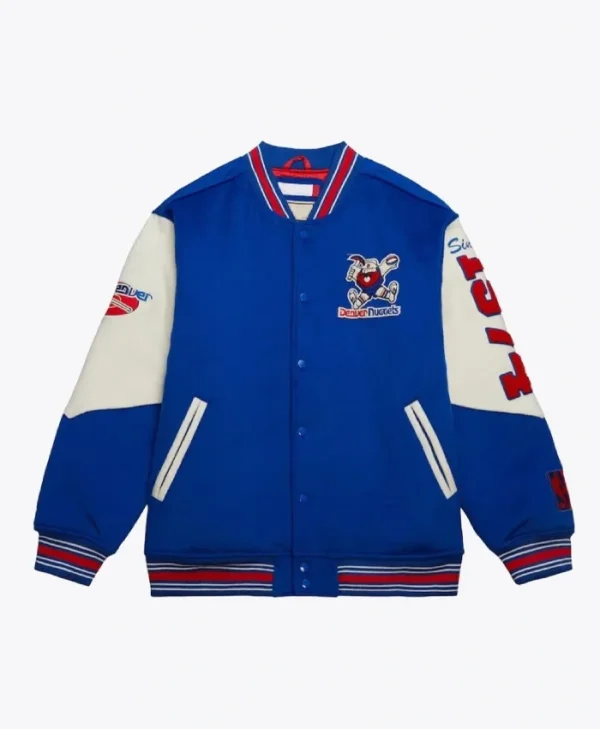 Denver Nuggets Team History Vintage Logo Varsity Wool Royal Jacket