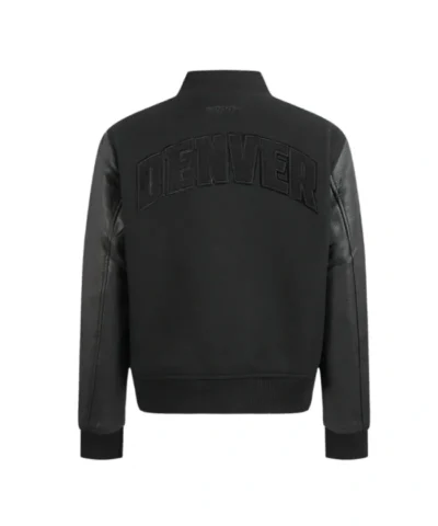 Denver Nuggets Triple Black Varsity WoolLeather Jacket