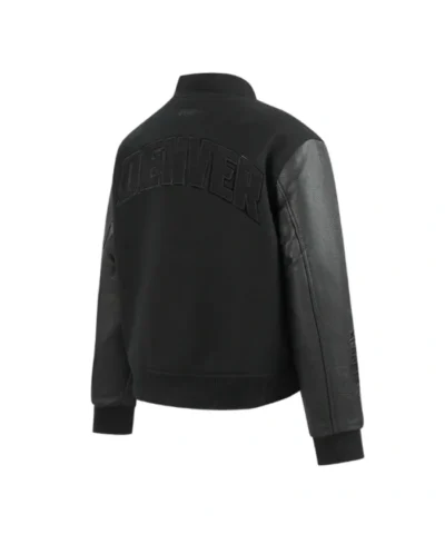 Denver Nuggets Triple Black Full-Varsity WoolLeather Jacket