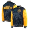 NavyGold Denver Nuggets Varsity Full-Snap Satin Jacket