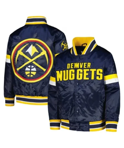 Denver Nuggets Youth Home Game Full-Snap Varsity Satin Navy Jacket