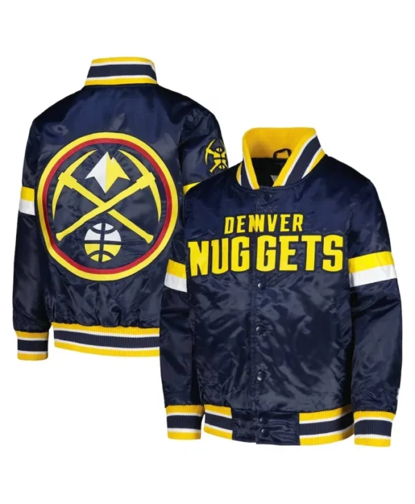 Denver Nuggets Youth Home Game Full-Snap Varsity Satin Navy Jacket