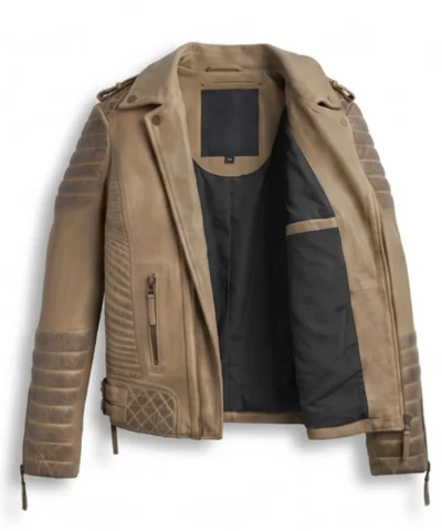Desert Brown Biker Leather Jacket For Men