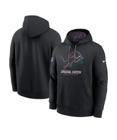 Shop NFL Detroit Lions 2024 Crucial Catch Club Nike Black Pullover Hoodie