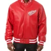 Detroit Red Wings Rib-Knitted Leather Jacket