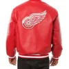 Detroit Red Wings Rib-Knitted Leather Jacket Back
