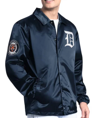 Detroit Tigers Starter Coaches Full-Snap Navy Jacket