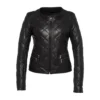 Women Stylish Diamond Pattern Black Quilted Leather Jacket