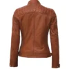 Womens Diamond Tan Biker Leather Jacket