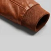 Distressed Dark Brown Bomber Jacket Men Cuffs