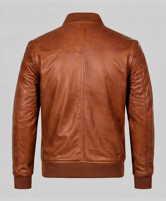 Distressed Dark Brown Bomber Jacket Men