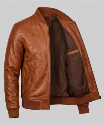 Distressed Dark Brown Bomber Jacket Mens