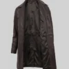 Distressed Dark Brown Leather Coat For Men
