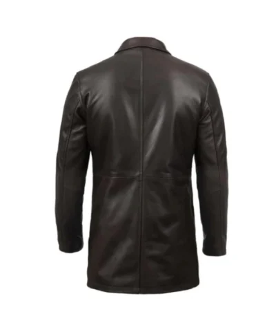 Mens Distressed Dark Brown Leather Coat