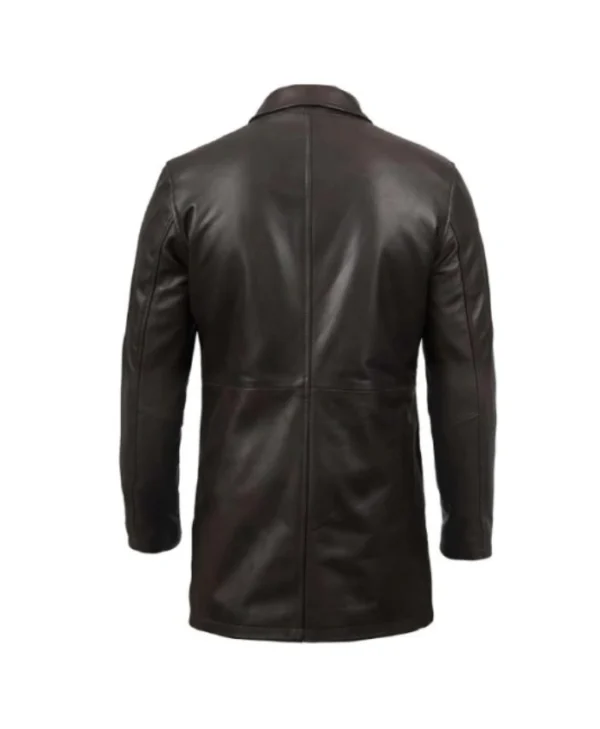 Mens Distressed Dark Brown Leather Coat