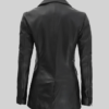Double Breasted Black Leather Coat For Women