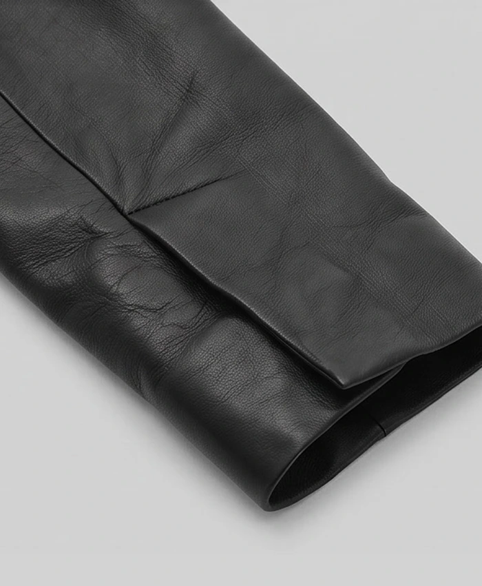 Double Breasted Black Leather Coat Womens