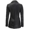 Womens Double Breasted Black Leather Coat