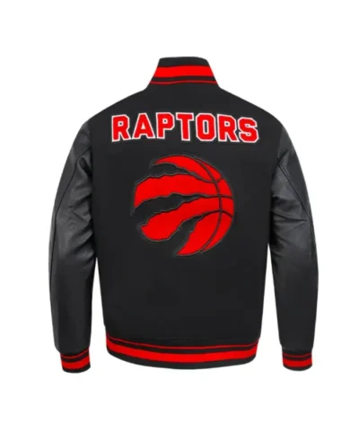 EggshellBlack Toronto Raptors Retro Classic Varsity WoolLeather Jacket