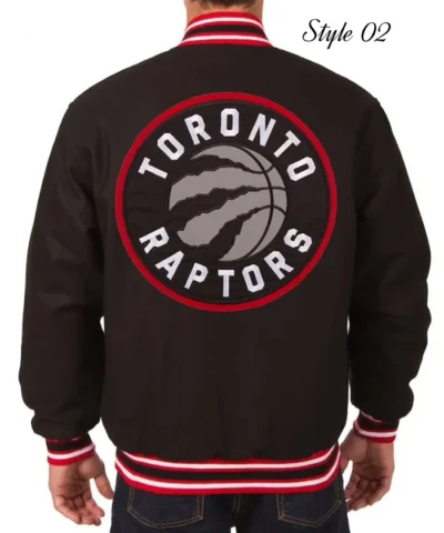 Embroidered Toronto Raptors Varsity Wool Full-Snap Black Jacket