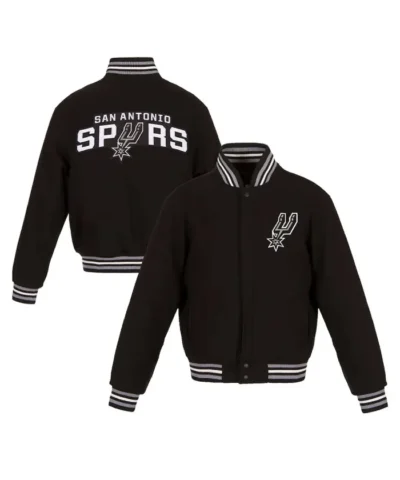 San Antonio Spurs Black Varsity Wool Full-Zip Jacket