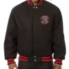 Shop Toronto Raptors Embroidered Black Varsity Wool Jacket