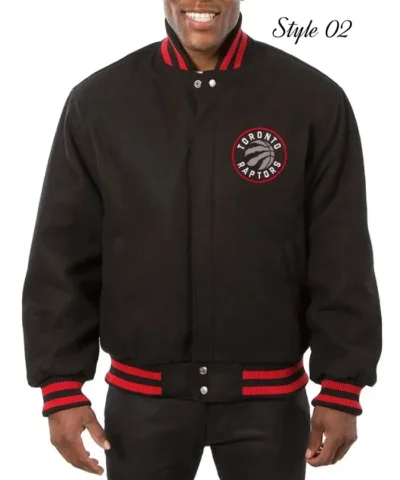 Shop Toronto Raptors Embroidered Black Varsity Wool Jacket