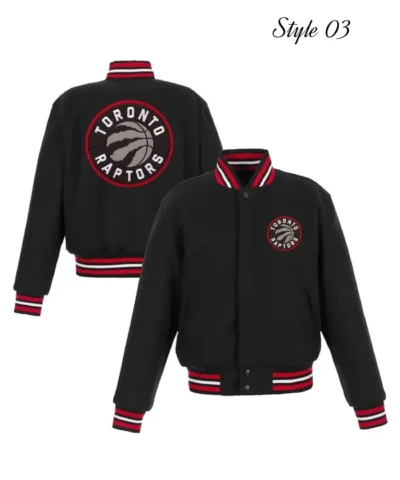 Embroidered Toronto Raptors Varsity Wool Black Jacket