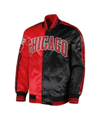 Shop Chicago Bulls Fast Break Full-Snap Satin Red and Black Jacket