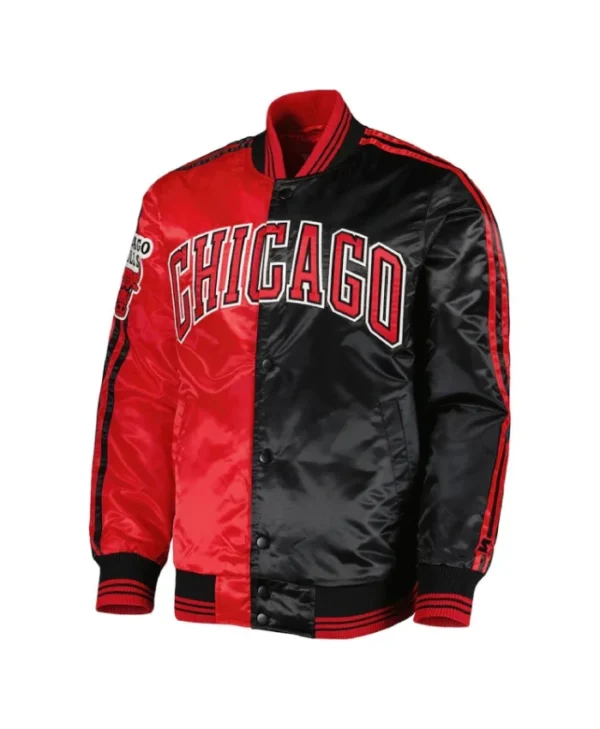 Shop Chicago Bulls Fast Break Full-Snap Satin Red and Black Jacket