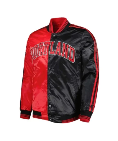 Shop Portland Trail Blazers Fast Break Full-Snap Satin RedBlack Jacket