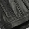 Flap Pocket Leather Biker Black Vest For Mens