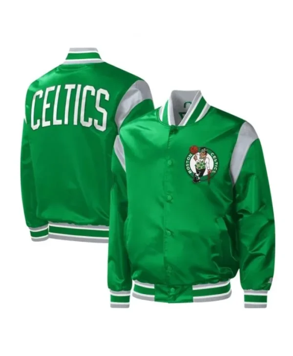 Boston Celtics Force Play Kelly Green Varsity Satin Jacket