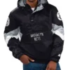 Brooklyn Nets Force Play Satin Hoodie Half-Zip Jacket