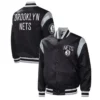 Order Force Play Brooklyn Nets Varsity Full-Snap Satin Black Jacket
