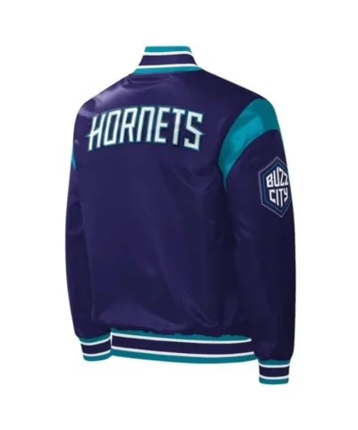 Charlotte Hornets Force Play Purple Satin Jacket