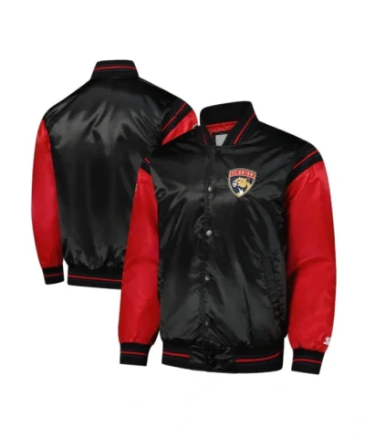 Global Series Florida Panthers BlackRed Full-Snap Varsity Satin Jacket
