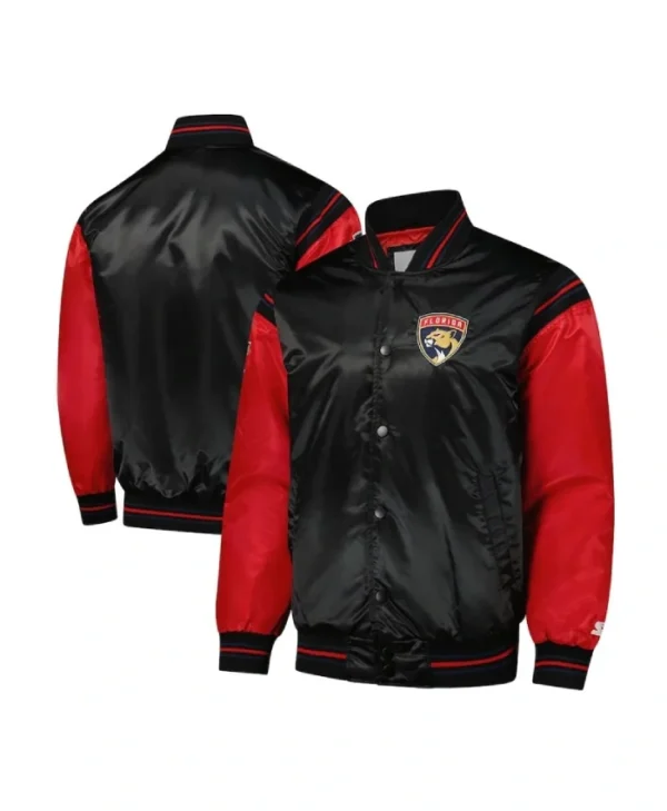 Global Series Florida Panthers BlackRed Full-Snap Varsity Satin Jacket