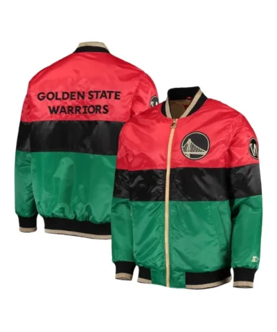 Golden State Warriors Black History Month Color Block Full-Zip Satin Jacket