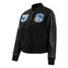 Golden State Warriors Classic Varsity Full-Snap WoolLeather Black Jacket