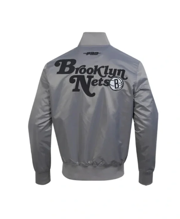 BlackGray Brooklyn Nets Souvenir Full-Snap Satin Jacket