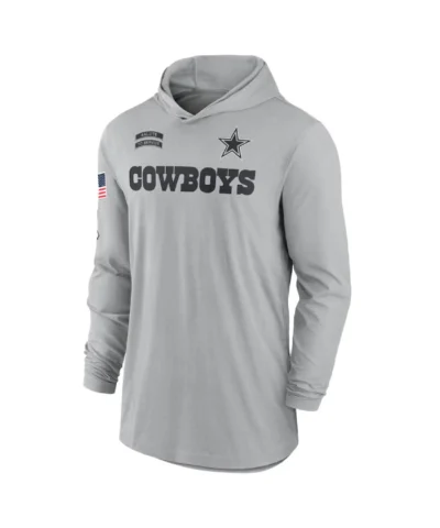 Nike Gray Dallas Cowboys Sideline Performance Long Sleeve Hoodie T-shirt